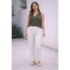 Talbots The Perfect Chino White Pants Curvy Women's 12P Petite Straight Leg